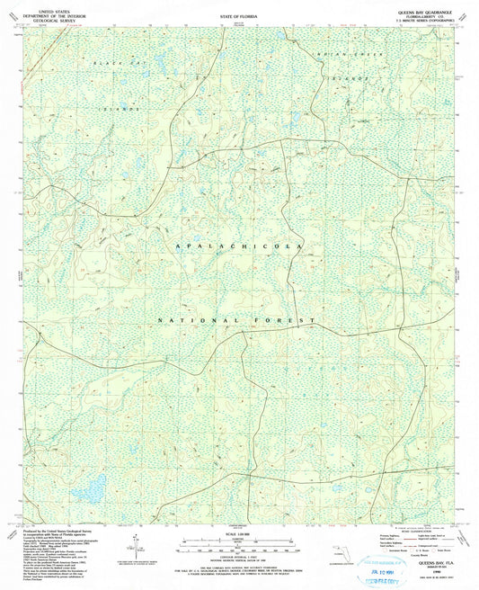 Classic USGS Queens Bay Florida 7.5'x7.5' Topo Map Image