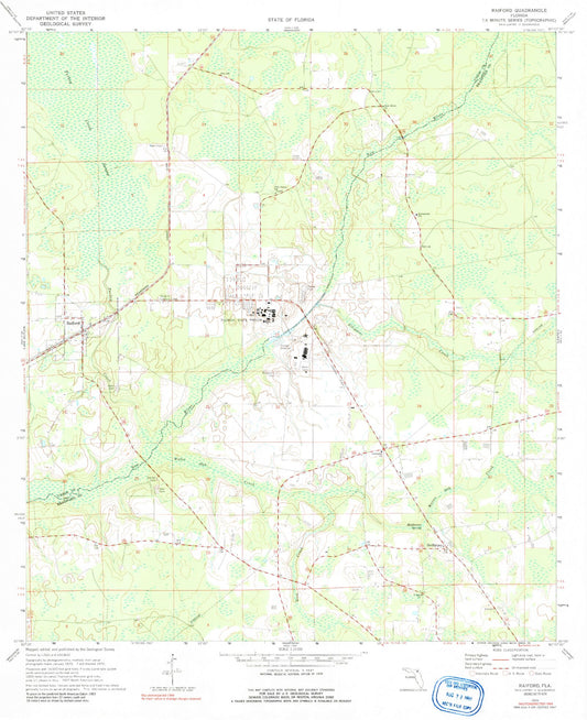 Classic USGS Raiford Florida 7.5'x7.5' Topo Map Image