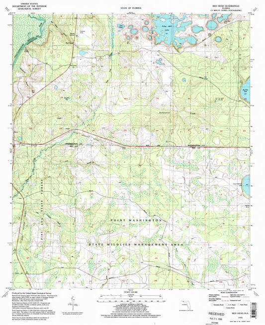 Classic USGS Red Head Florida 7.5'x7.5' Topo Map Image