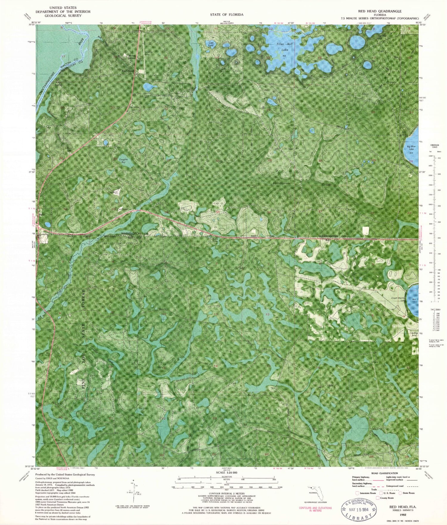 Classic USGS Red Head Florida 7.5'x7.5' Topo Map Image