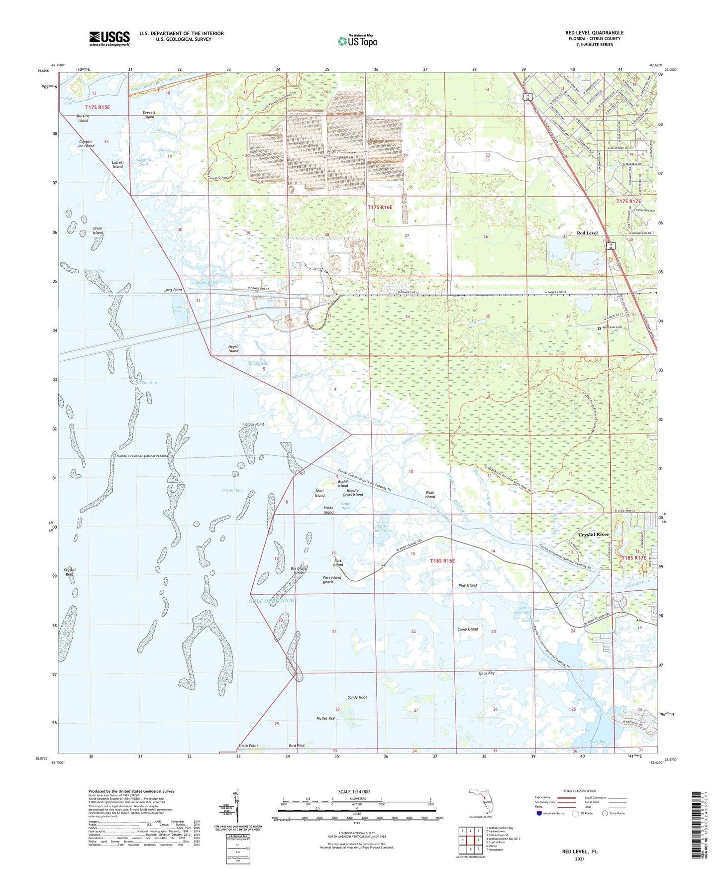 Red Level Florida US Topo Map Image