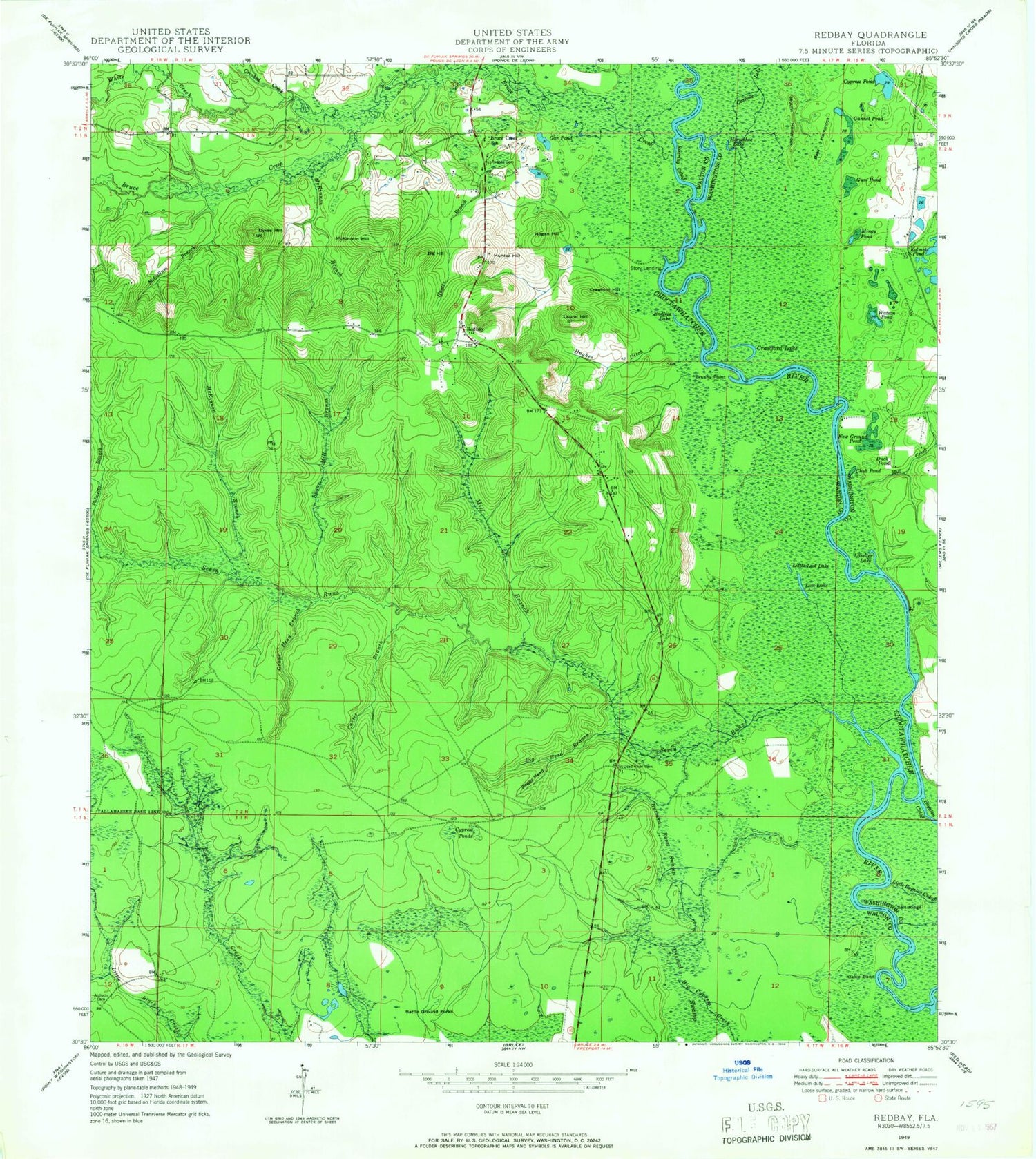 Classic USGS Redbay Florida 7.5'x7.5' Topo Map Image