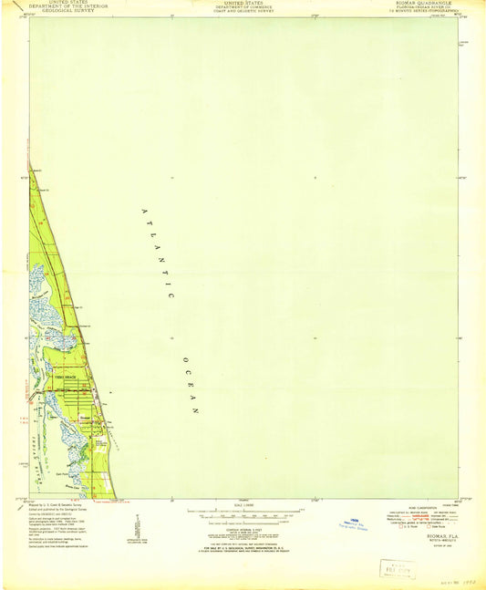 Classic USGS Riomar Florida 7.5'x7.5' Topo Map Image