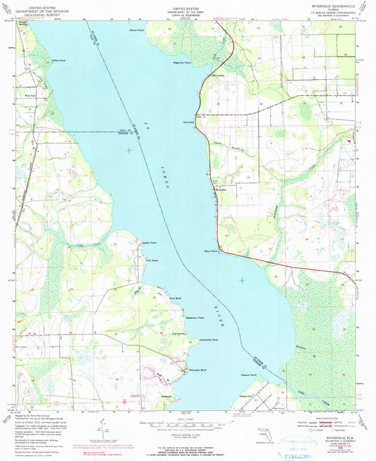 Classic USGS Riverdale Florida 7.5'x7.5' Topo Map Image