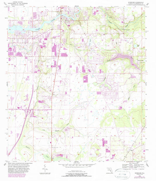 Classic USGS Riverview Florida 7.5'x7.5' Topo Map Image