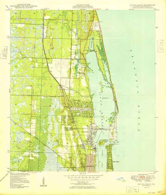 Classic USGS Riviera Beach Florida 7.5'x7.5' Topo Map Image