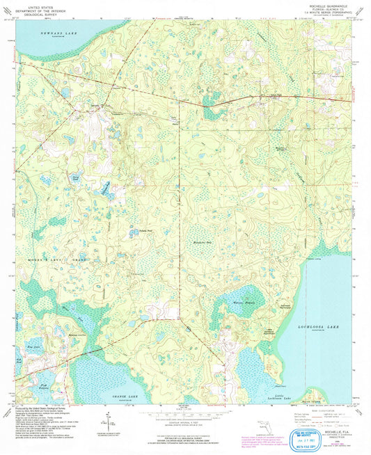 Classic USGS Rochelle Florida 7.5'x7.5' Topo Map Image