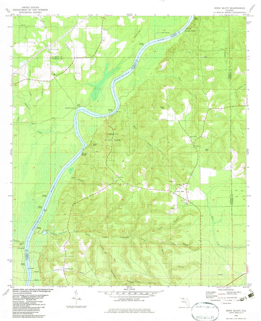 Classic USGS Rock Bluff Florida 7.5'x7.5' Topo Map Image