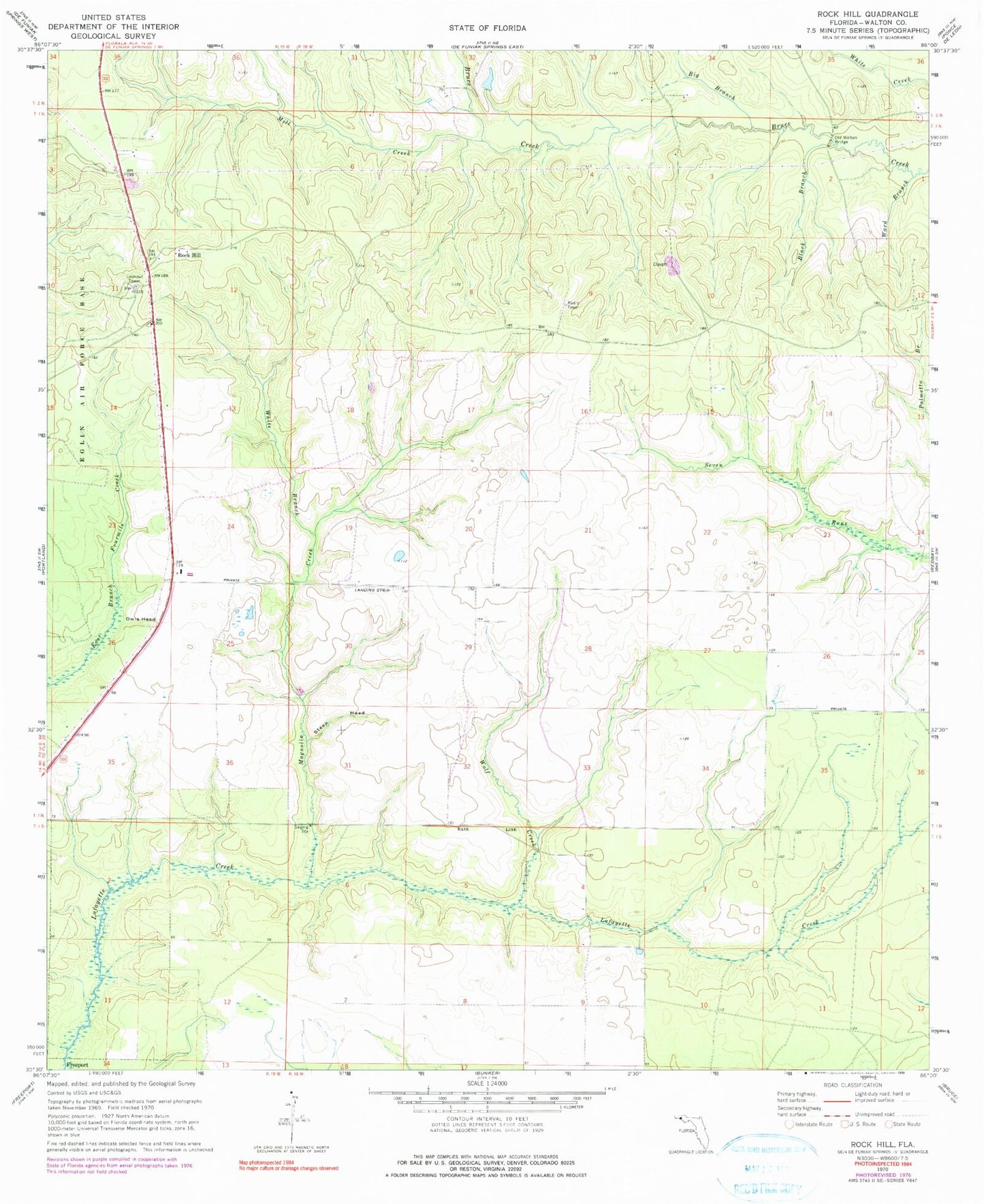 Classic USGS Rock Hill Florida 7.5'x7.5' Topo Map Image
