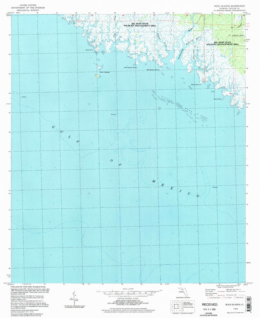 Classic USGS Rock Islands Florida 7.5'x7.5' Topo Map Image