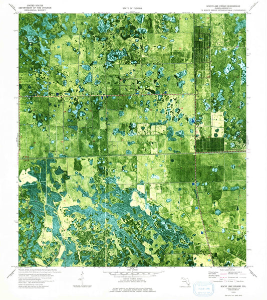 Classic USGS Rocky Lake Strand Florida 7.5'x7.5' Topo Map Image