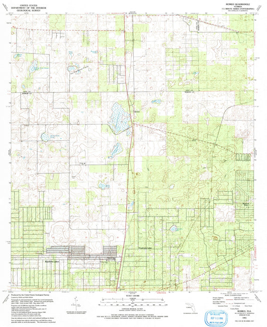 Classic USGS Romeo Florida 7.5'x7.5' Topo Map Image