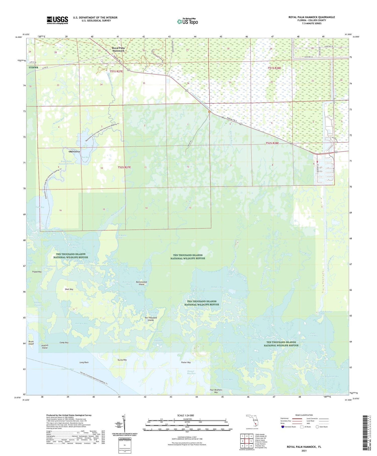 Royal Palm Hammock Florida US Topo Map Image