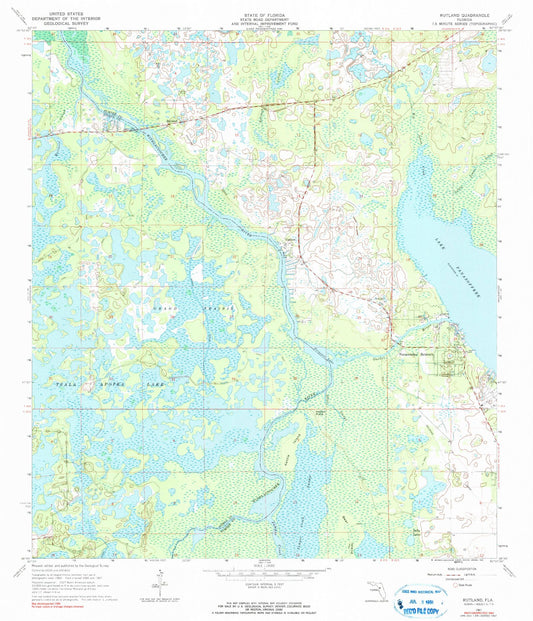 Classic USGS Rutland Florida 7.5'x7.5' Topo Map Image