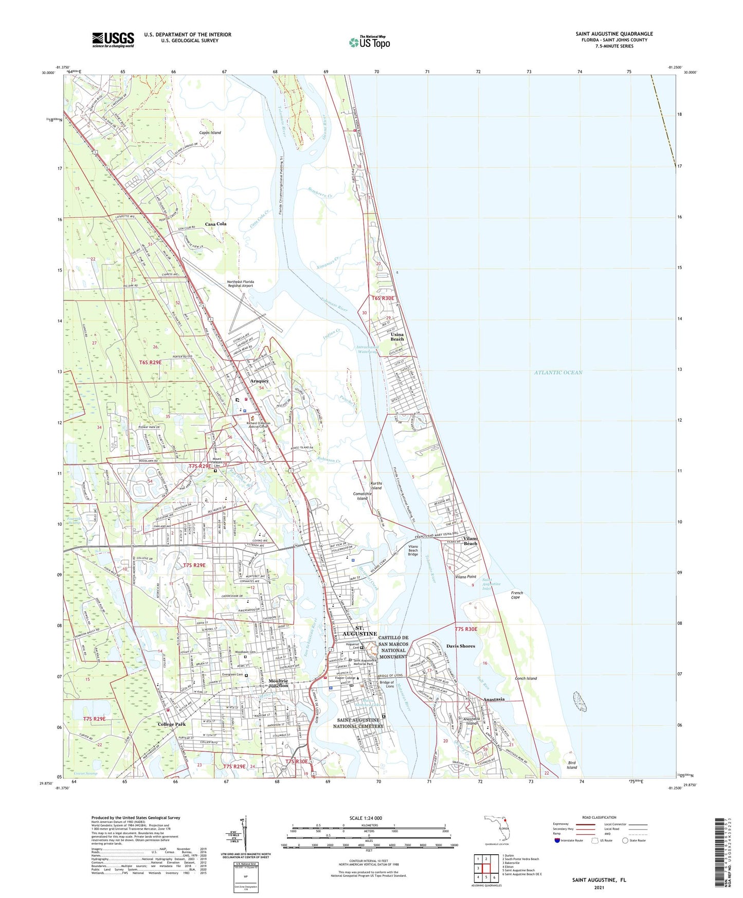 Saint Augustine Florida US Topo Map Image