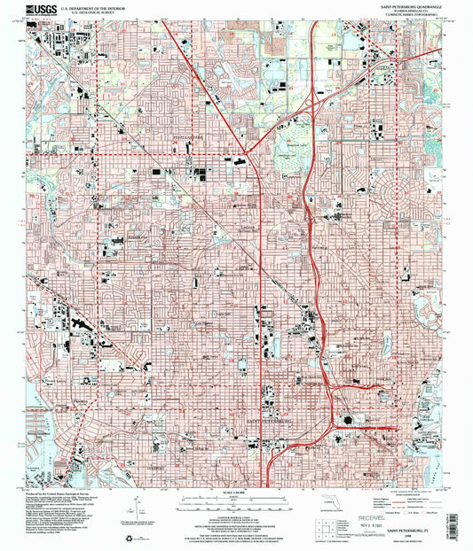 Classic USGS Saint Petersburg Florida 7.5'x7.5' Topo Map Image