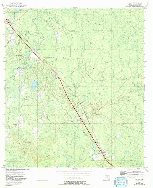 Classic USGS Salem Florida 7.5'x7.5' Topo Map Image