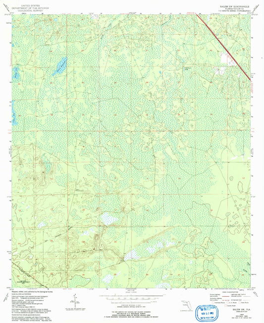 Classic USGS Salem SW Florida 7.5'x7.5' Topo Map Image