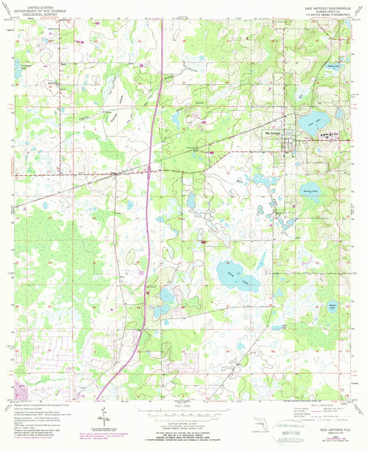 Classic USGS San Antonio Florida 7.5'x7.5' Topo Map Image