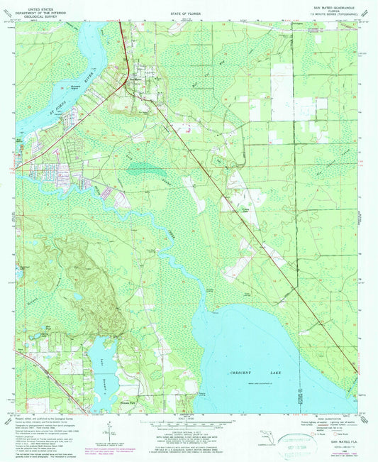 Classic USGS San Mateo Florida 7.5'x7.5' Topo Map Image