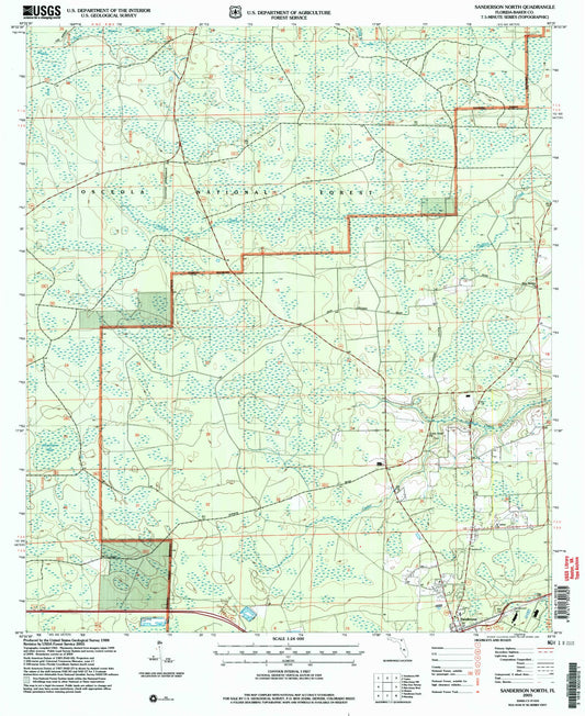 Classic USGS Sanderson North Florida 7.5'x7.5' Topo Map Image