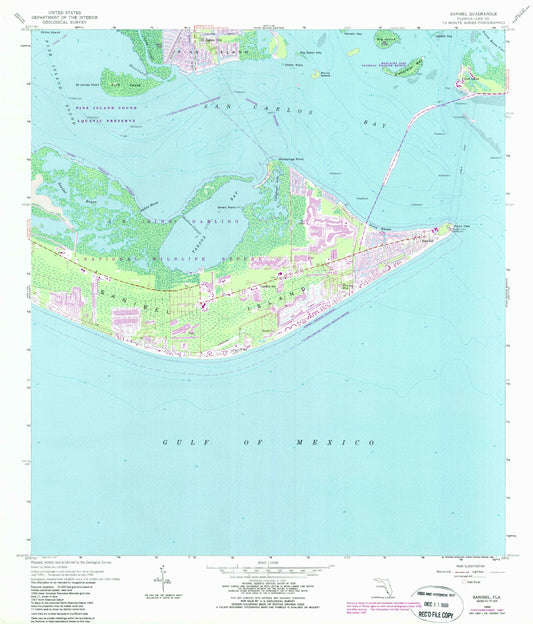 Classic USGS Sanibel Florida 7.5'x7.5' Topo Map Image
