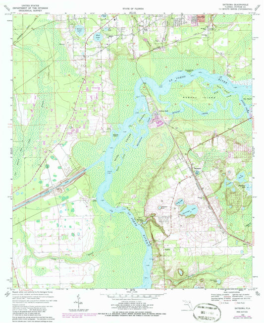 Classic USGS Satsuma Florida 7.5'x7.5' Topo Map Image