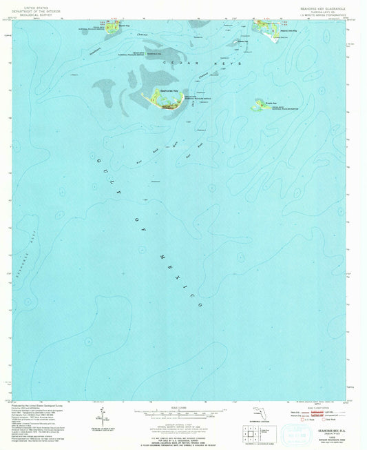 Classic USGS Seahorse Key Florida 7.5'x7.5' Topo Map Image