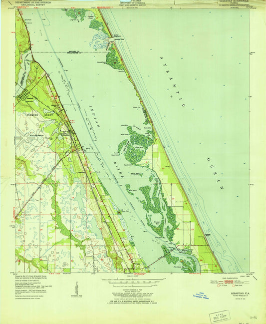 Classic USGS Sebastian Florida 7.5'x7.5' Topo Map Image