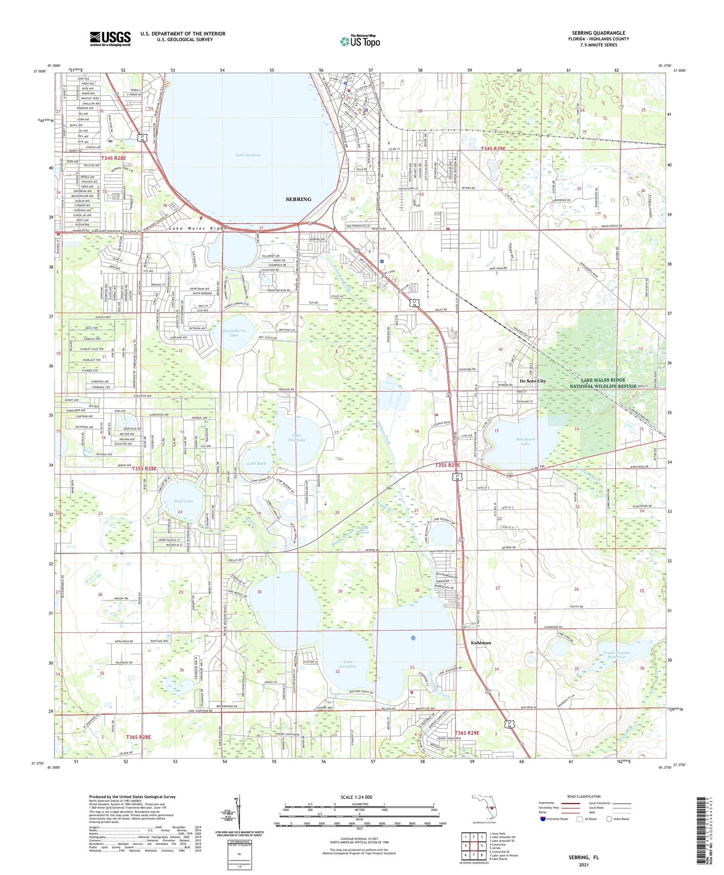 Sebring Florida US Topo Map Image