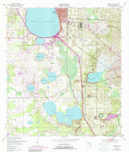Classic USGS Sebring Florida 7.5'x7.5' Topo Map Image