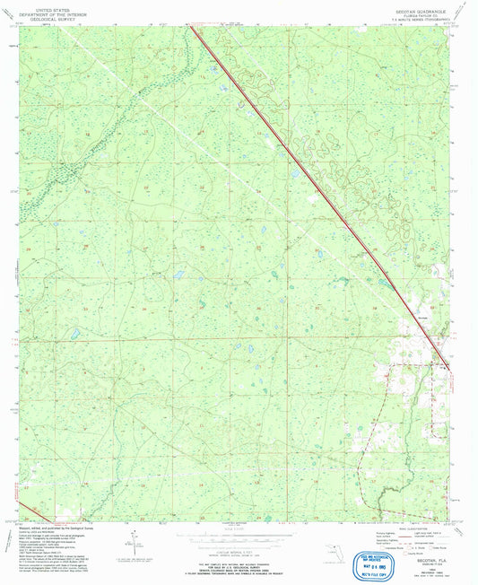 Classic USGS Secotan Florida 7.5'x7.5' Topo Map Image
