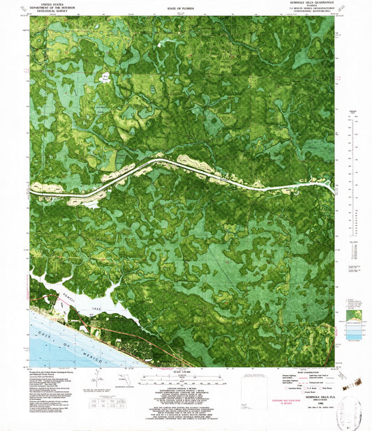 Classic USGS Seminole Hills Florida 7.5'x7.5' Topo Map Image