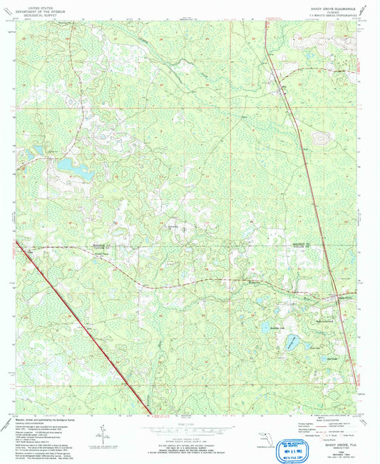 Classic USGS Shady Grove Florida 7.5'x7.5' Topo Map Image