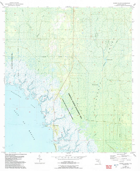 Classic USGS Shired Island Florida 7.5'x7.5' Topo Map Image