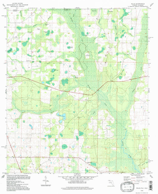 Classic USGS Sills Florida 7.5'x7.5' Topo Map Image