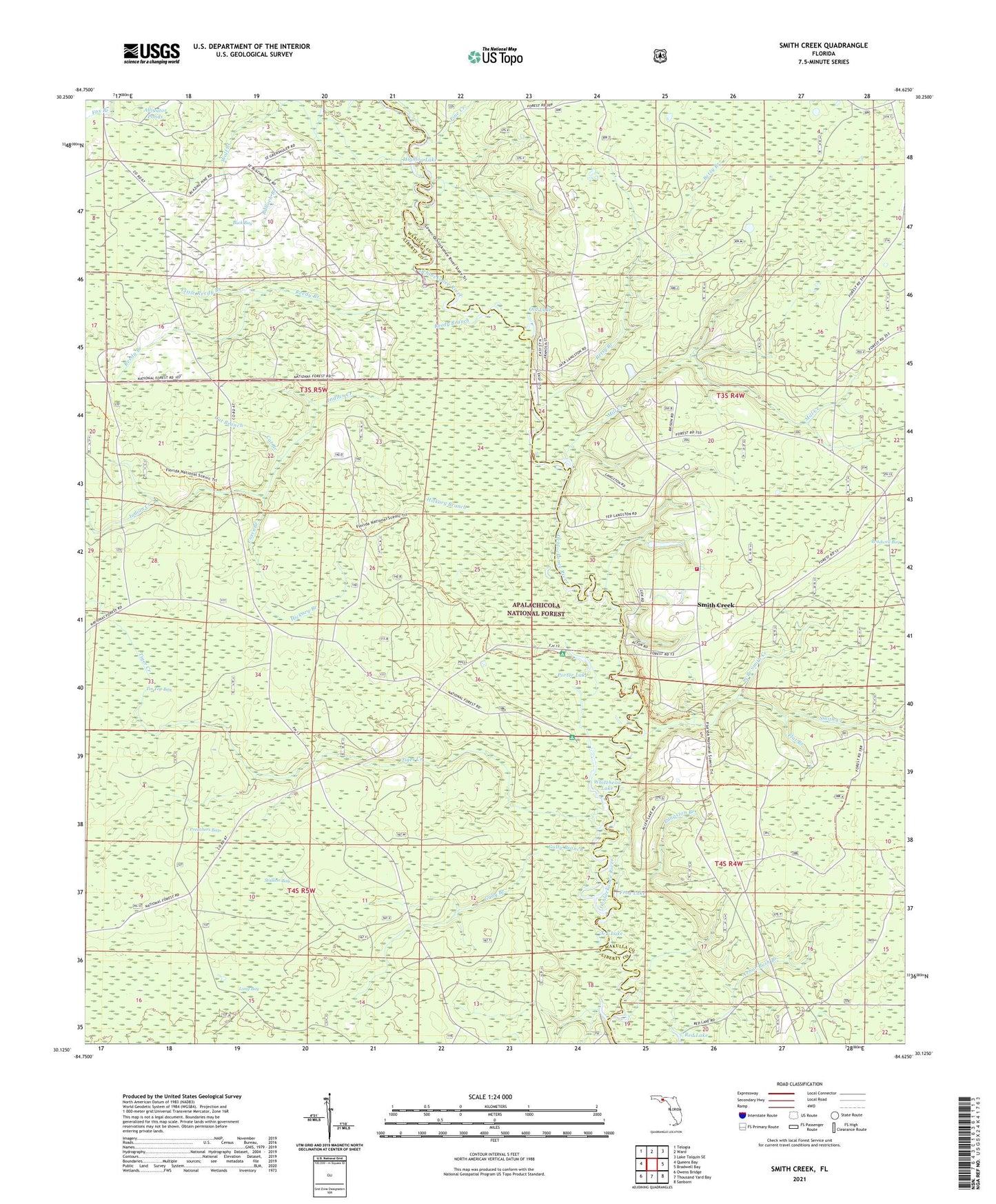Smith Creek Florida US Topo Map Image