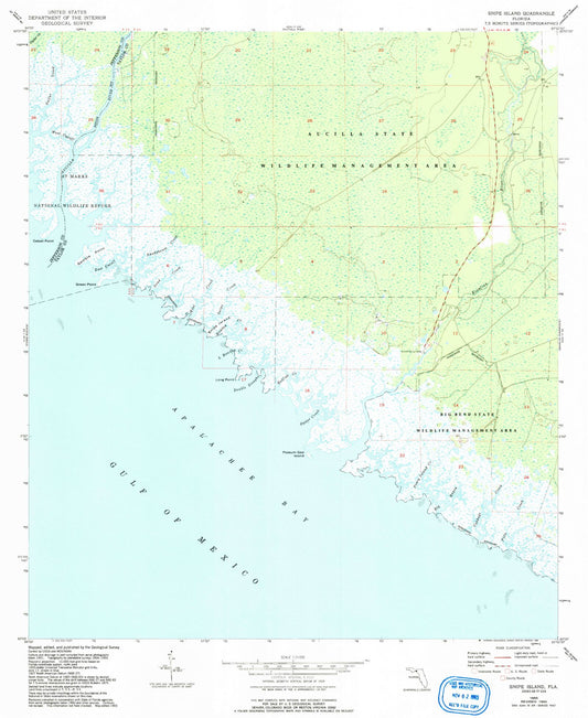 Classic USGS Snipe Island Florida 7.5'x7.5' Topo Map Image