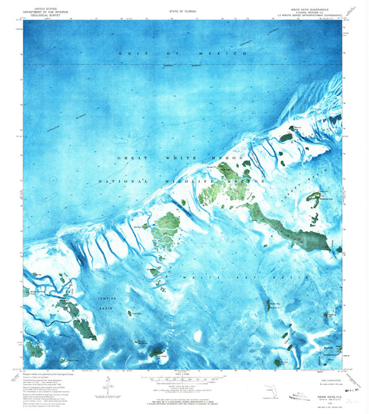 Classic USGS Snipe Keys Florida 7.5'x7.5' Topo Map Image