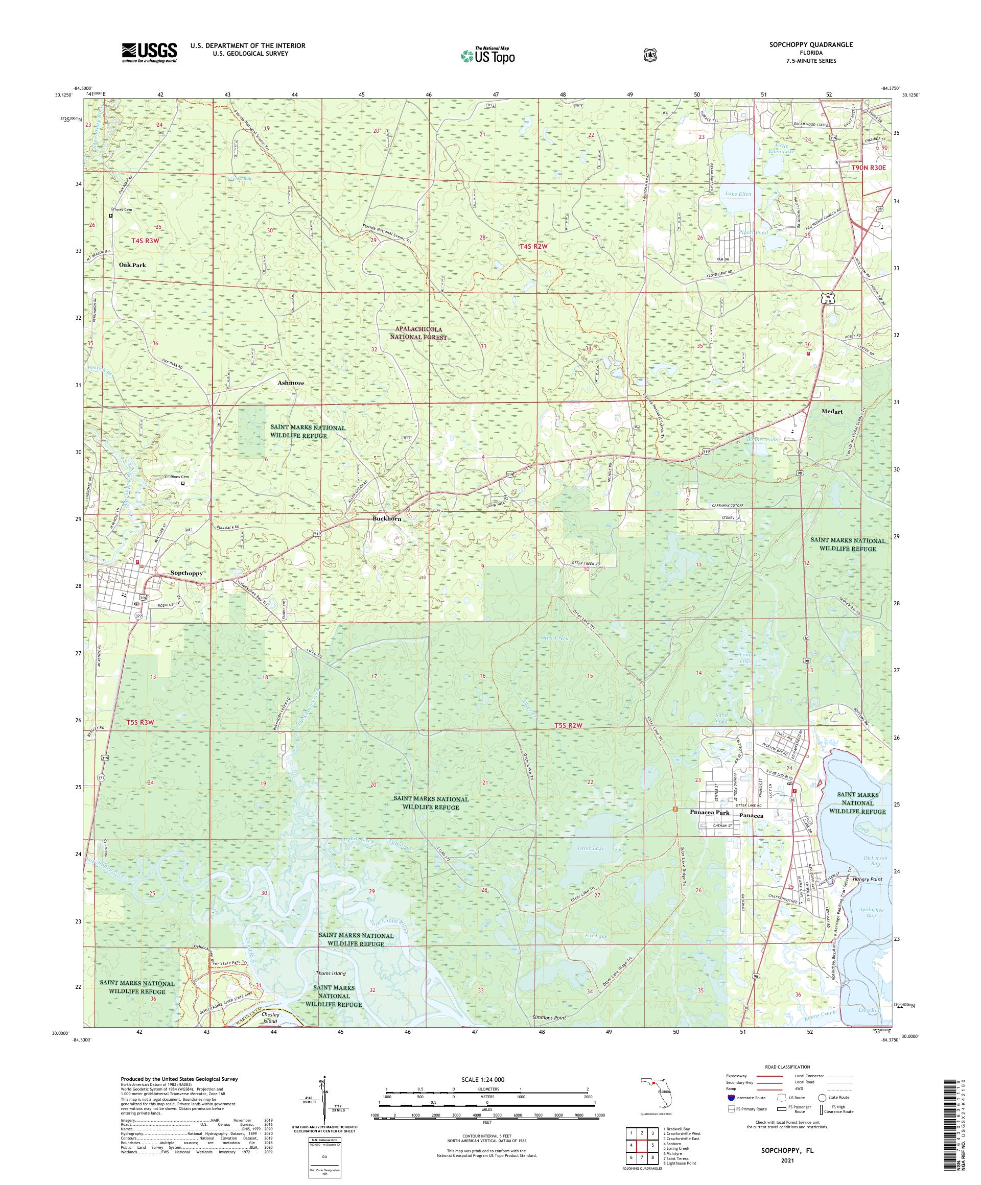 Sopchoppy Florida US Topo Map – MyTopo Map Store