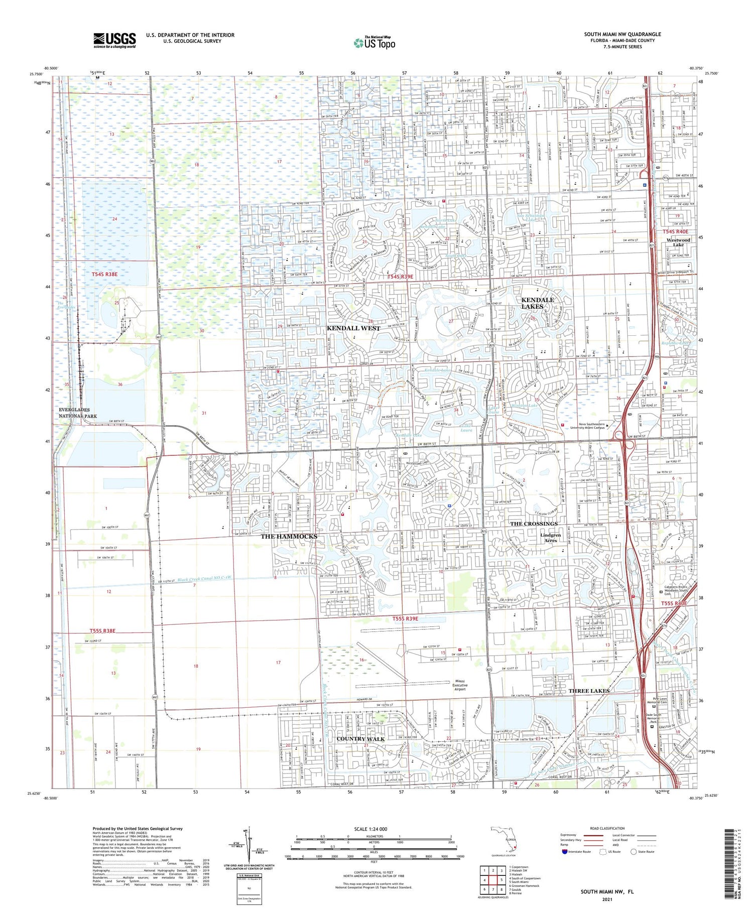 South Miami NW Florida US Topo Map Image