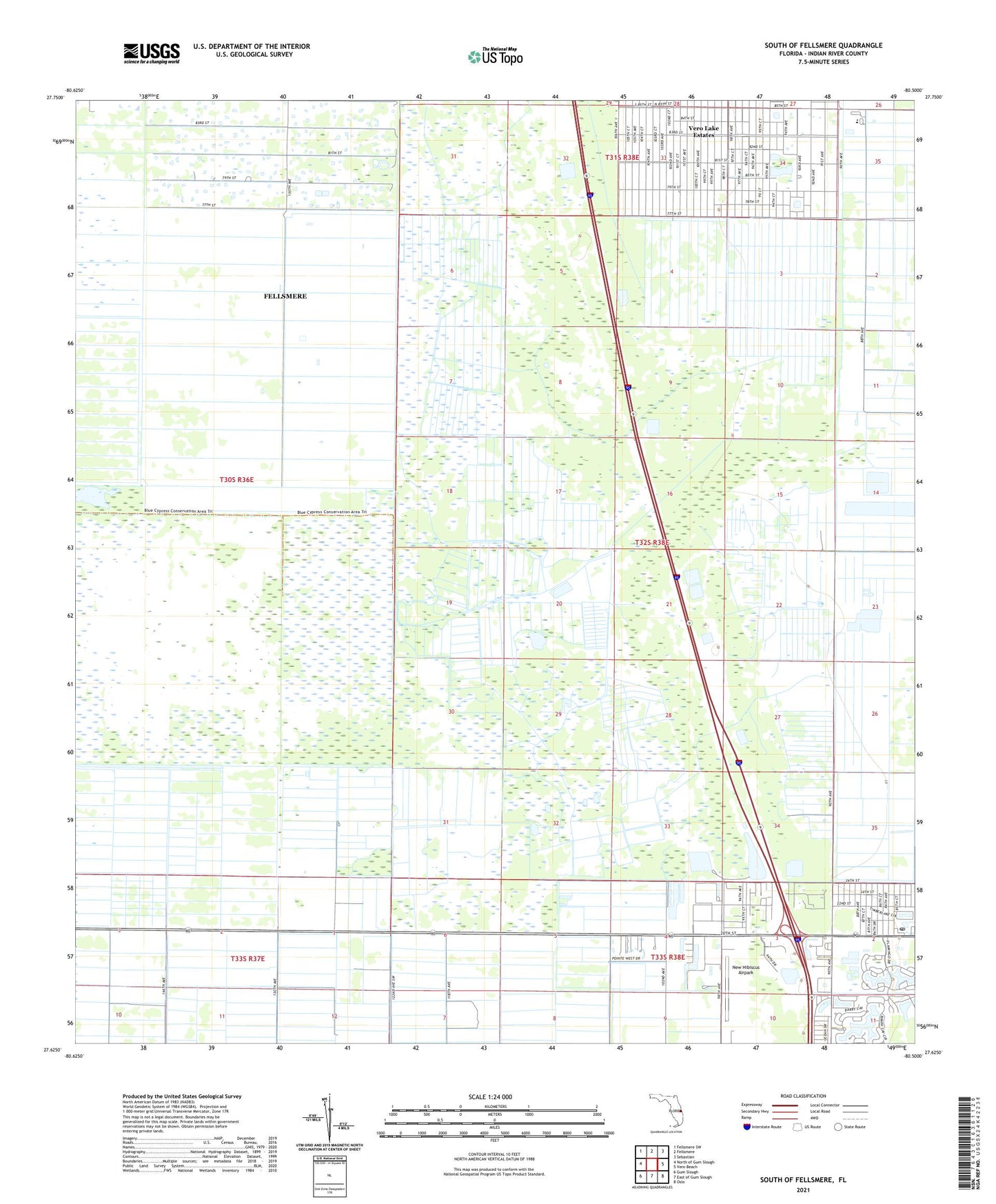 South of Fellsmere Florida US Topo Map Image