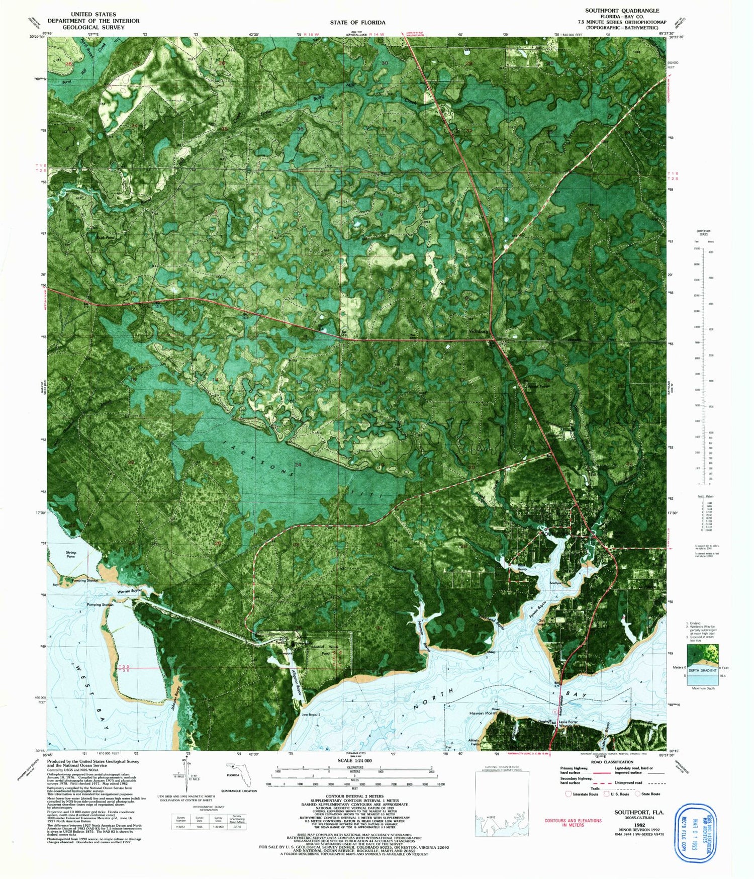 Classic USGS Southport Florida 7.5'x7.5' Topo Map Image