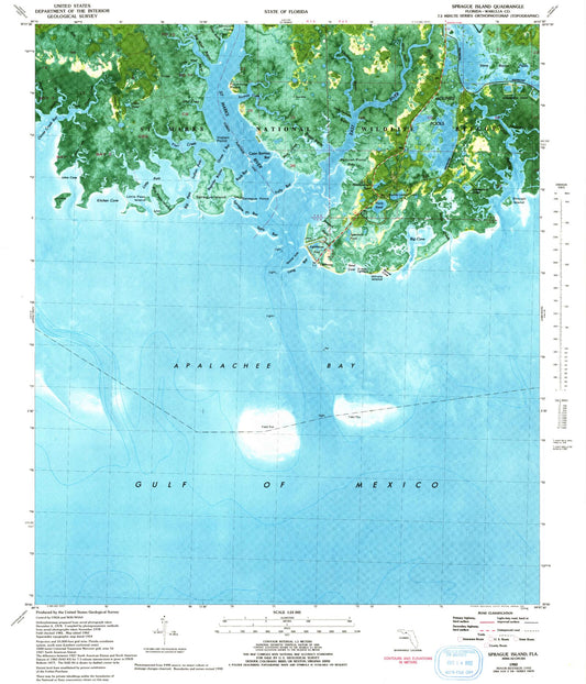 Classic USGS Sprague Island Florida 7.5'x7.5' Topo Map Image