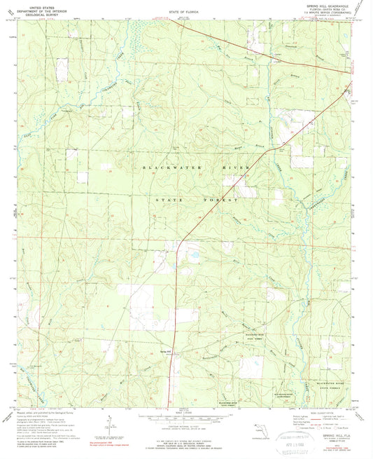 Classic USGS Spring Hill Florida 7.5'x7.5' Topo Map Image
