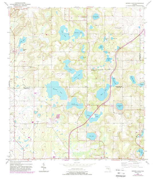 Classic USGS Spring Lake Florida 7.5'x7.5' Topo Map Image