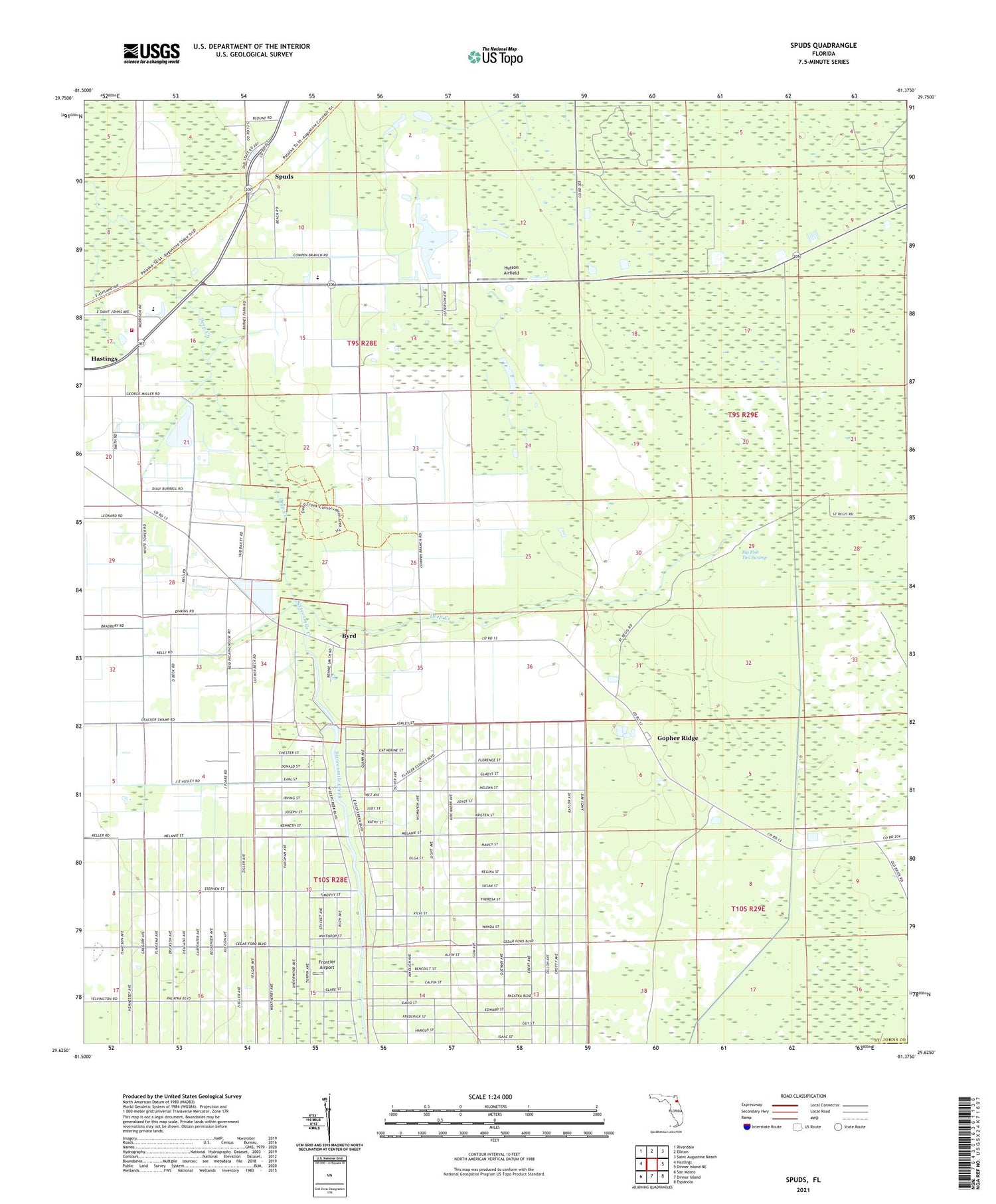 Spuds Florida US Topo Map Image