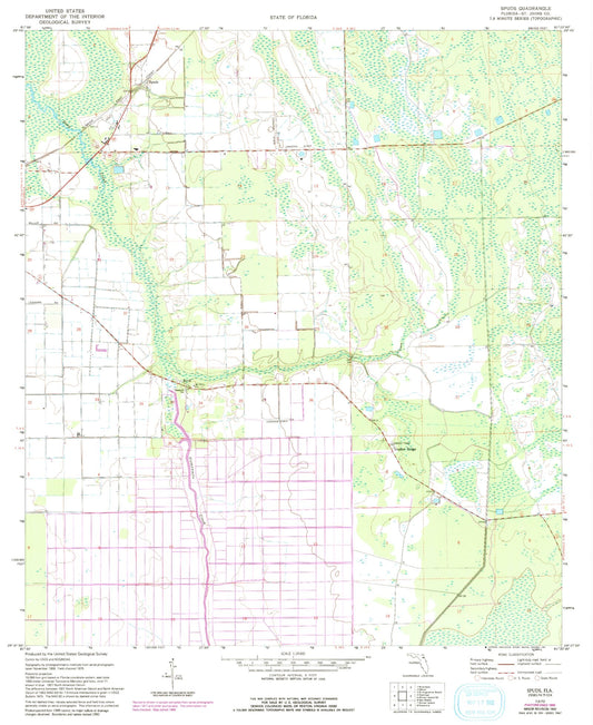 Classic USGS Spuds Florida 7.5'x7.5' Topo Map Image