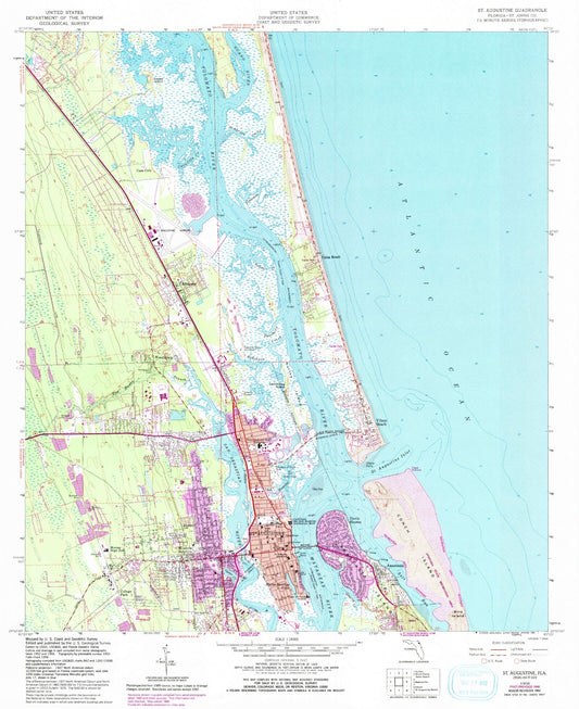 Classic USGS Saint Augustine Florida 7.5'x7.5' Topo Map Image