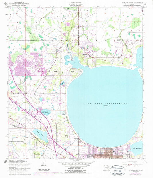 Classic USGS Saint Cloud North Florida 7.5'x7.5' Topo Map Image